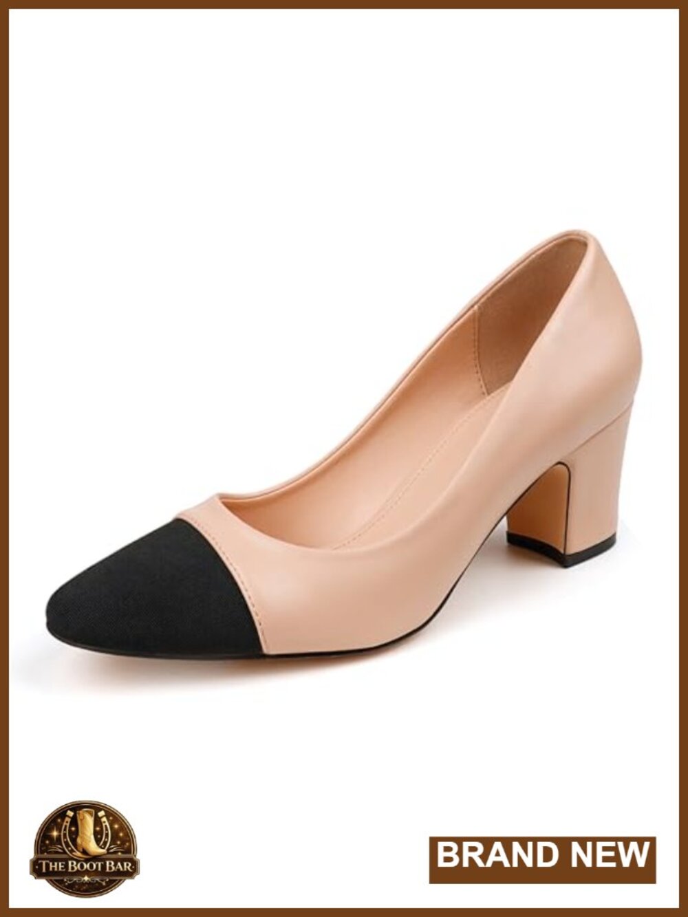 Slingback Block Heel Pumps for Women with Two Tone Design